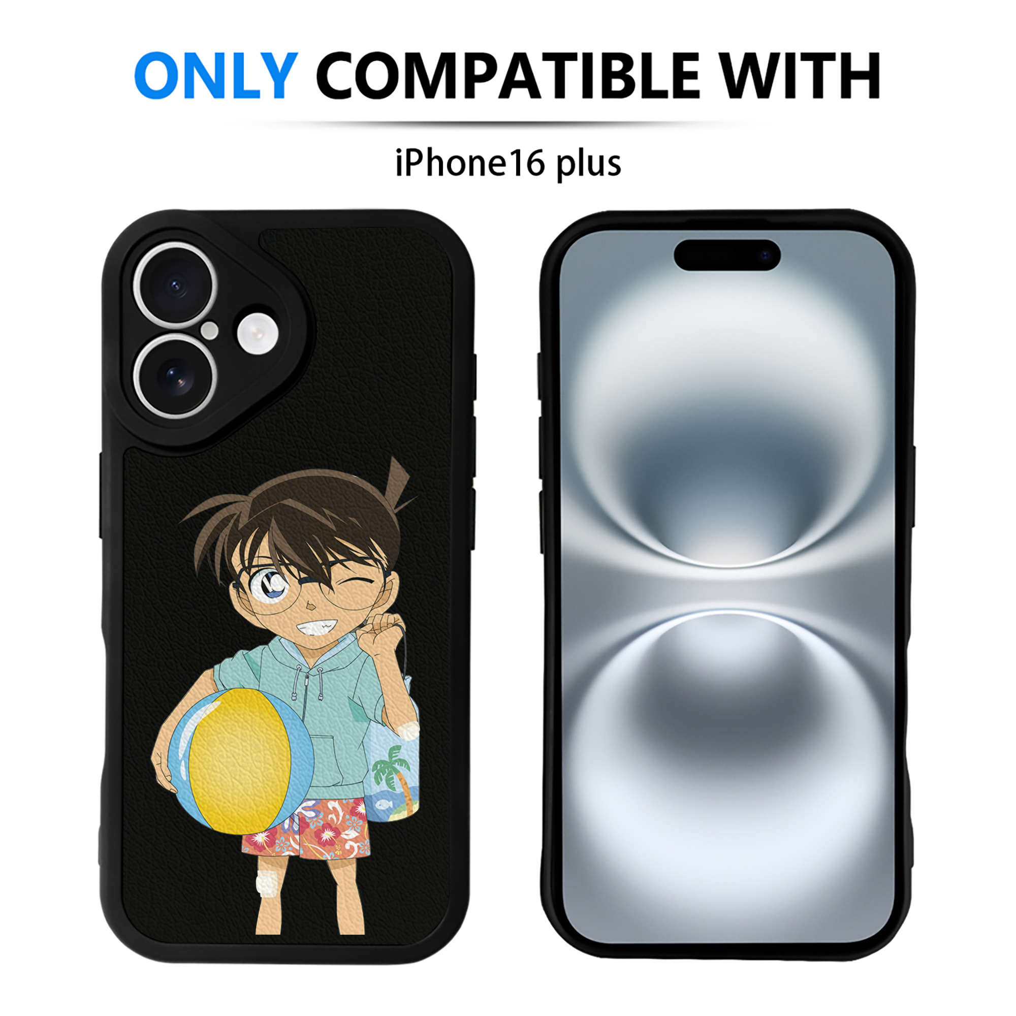 （画像用） 名探偵コナン 江戸川 コナン Detective Conan Conan Edogawa 【iPhone 16シリーズ対応】シリコンスマホケース（レザー調） 材質：シリコン